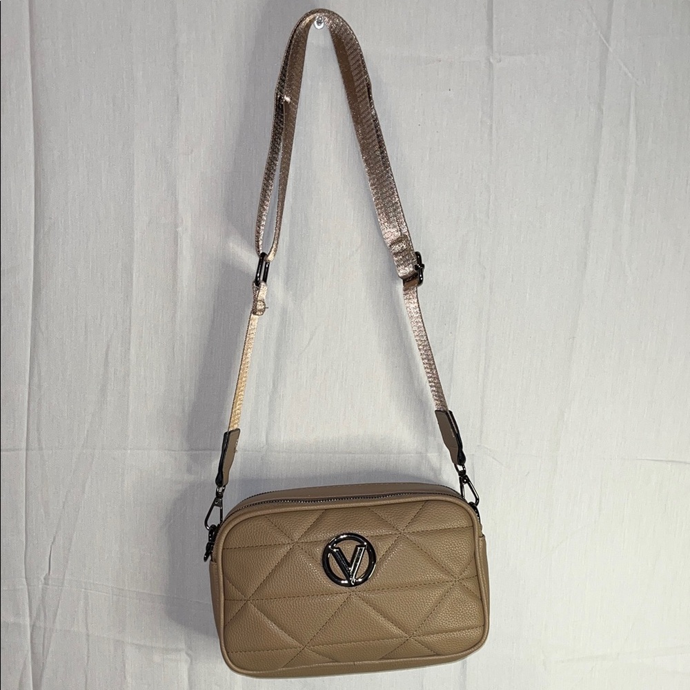 Quilted Crossbody Shoulder Bag in Taupe